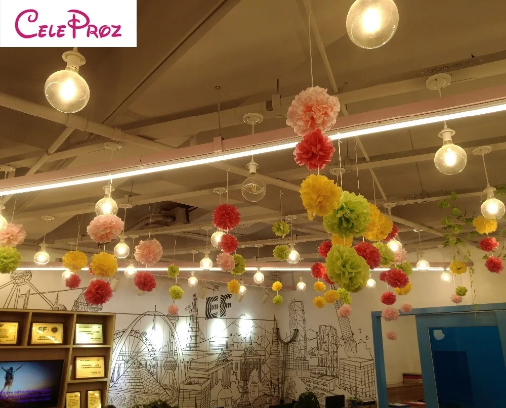 4 &quot6&quot 8 &quot(10 см 15 20 см) 30 шт./лот папиросная бумага Pom Poms разноцветные цветочные