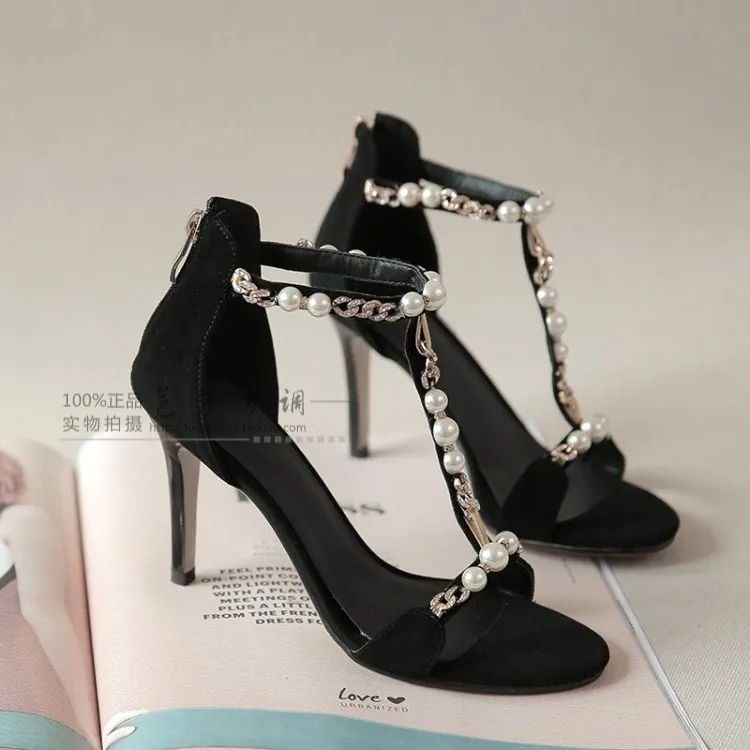 2019 новые босоножки с Т образным ремешком Туфли жемчугом для ночного клуба танцев