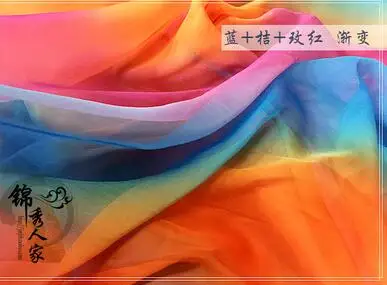 ZENGIA 100X150 см 30D многоцветная шифоновая ткань мягкая/белая/синяя/шелковая Омбре шифоновая ткань градиентные ткани-креп для платья - Цвет: blue orange hot pink