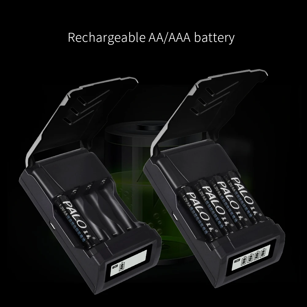 PALO AA AAA умное зарядное устройство ЖК-дисплей USB вход для AA/AAA NiMh NiCd аккумуляторная батарея быстрое USB интеллектуальное зарядное устройство