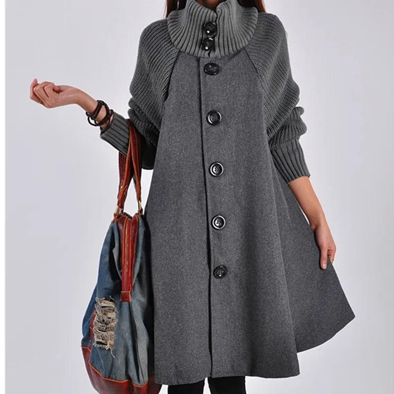 

Large Size Sweater Women's Woolen Coat Autumn Winter Long Sleeve Loose Coat Turtleneck Sweater Casual Cardigan Long Overcoat 237