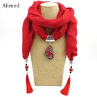 Женский шарф с кисточкой и бусинами, в этническом стиле