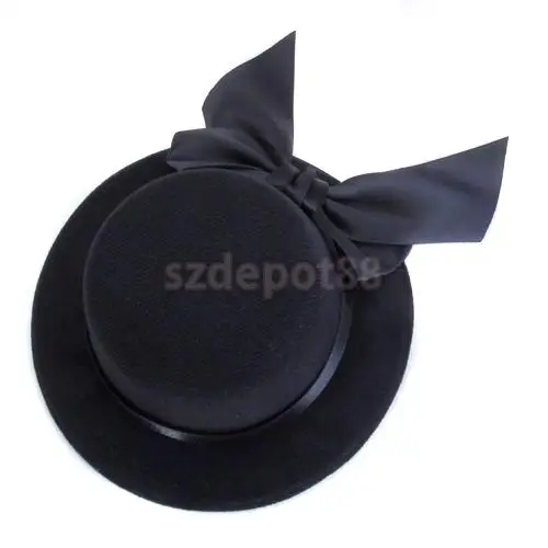 Женская мини шляпа Вуалетка Burlesque Millinery головной убор с бантом черный|mini top hat