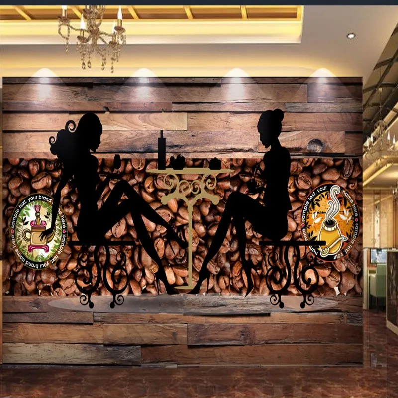 Пользовательские фото обои на заказ 3D стерео деревянные кофейные бобы Fresco Кафе