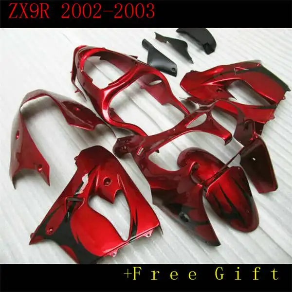 

New Aftermarket body parts motorcycle ABS fairing kit for Ninja ZX9R 02 03 fairings set ZX9R 2002 2003 9r red black glossy