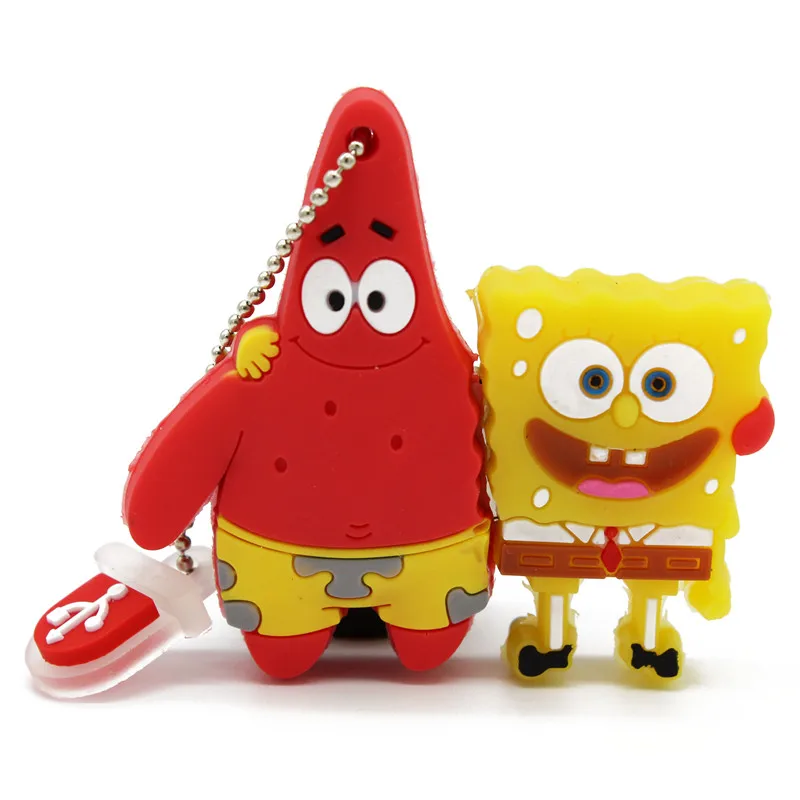 KING SARAS классный милый usb флеш-накопитель Губка Боб usb 2,0 4 ГБ 8 ГБ 16 ГБ 32 ГБ Флешка 64 ГБ - Цвет: W1