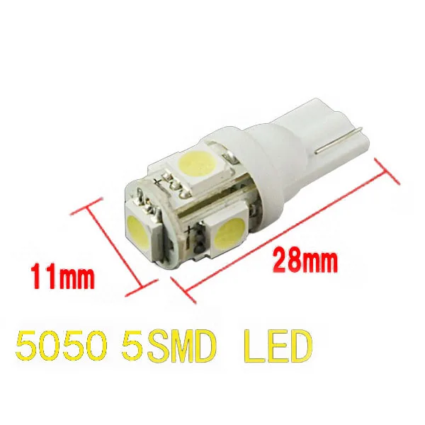 10 шт. T10 Клин 5 SMD 5050 Xenon светодиодный светильник лампы 192 168 194 W5W 2825 158 Белый