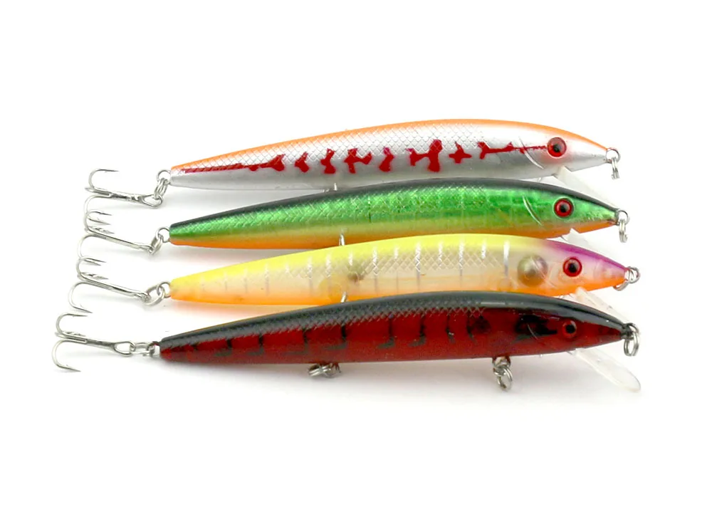 

4 шт. карандаш бас рыболовные приманки для доставки прикорма и оснастки 3 крючка подводное плавание плавать приманки minnow Троллинг Пластик же...