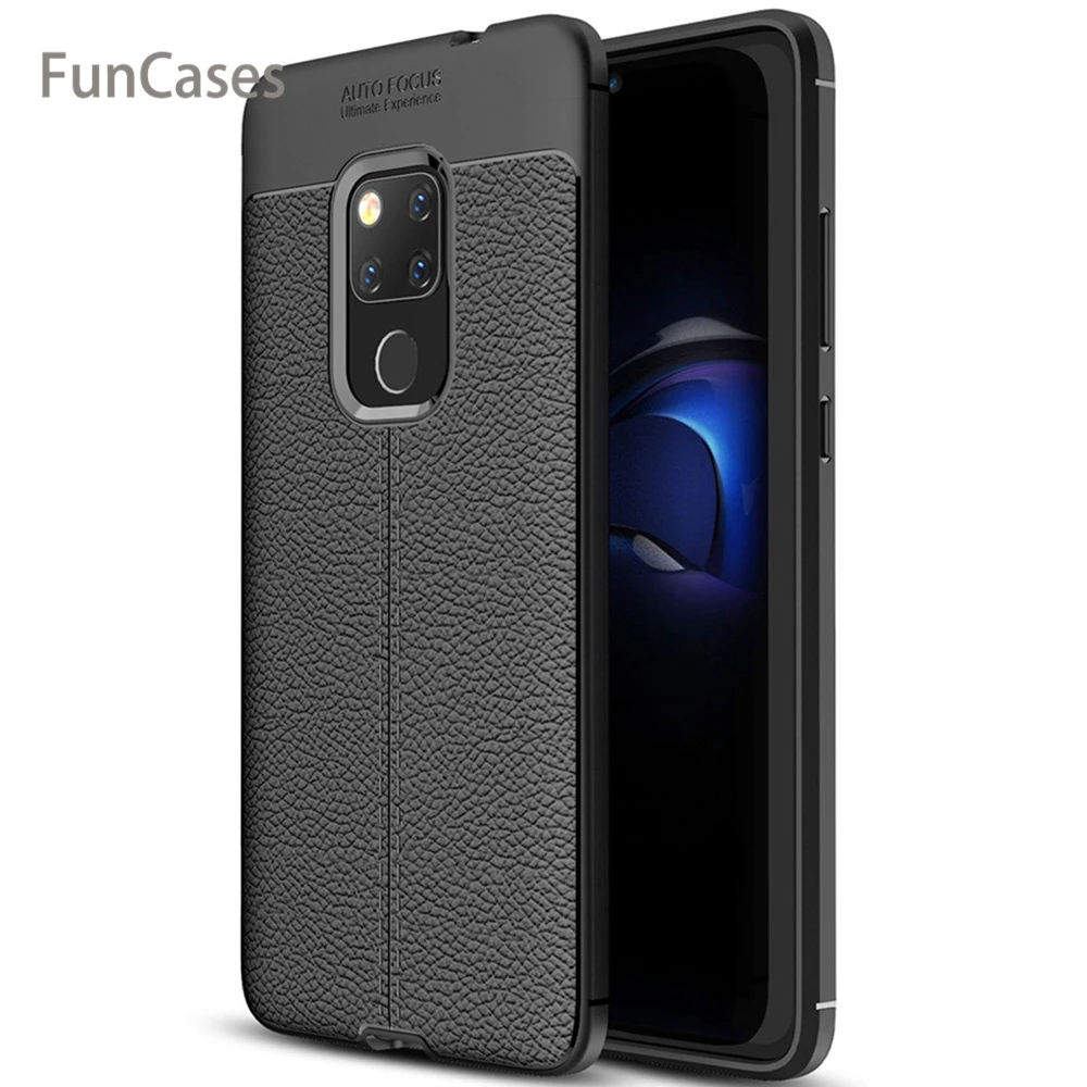 Для huawei mate 20 Pro Lite чехол силиконовый ударопрочный Роскошный кожаный с узором Личи