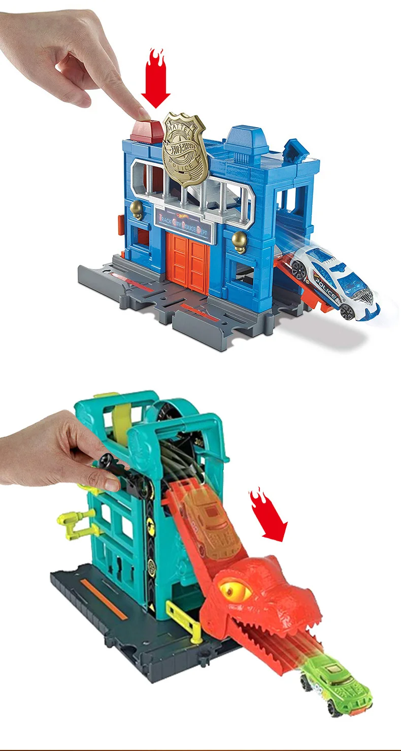 Hot Wheels город тема Горячая тележка городская Серия автомобиль трек игрушки для детей Oyuncak Araba Модель автомобиля аксессуары Playset