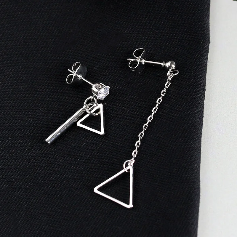 Простой дизайн медные хрустальные Висячие серьги для женщин треугольные