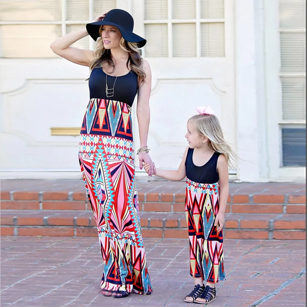 Стильная детская одежда для всей семьи сарафан принцессы с круглым вырезом и