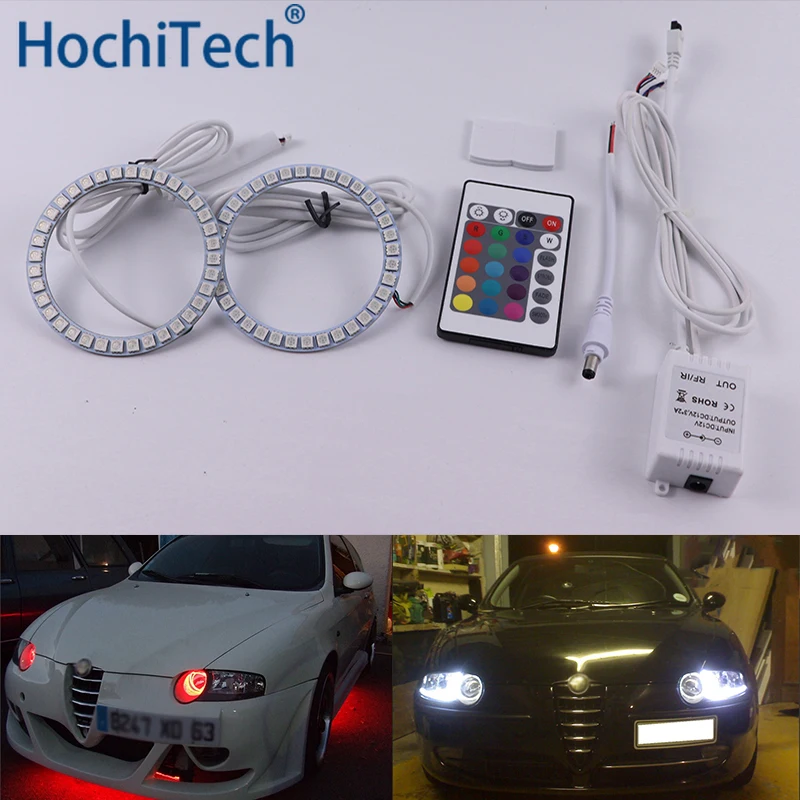 For Alfa Romeo 147 2000 2001 2002 2003 2004 Halogen headlight Multi-color Led Angel Eyes Kit RGB Halo Rings Daytime Light DRL | Автомобили
