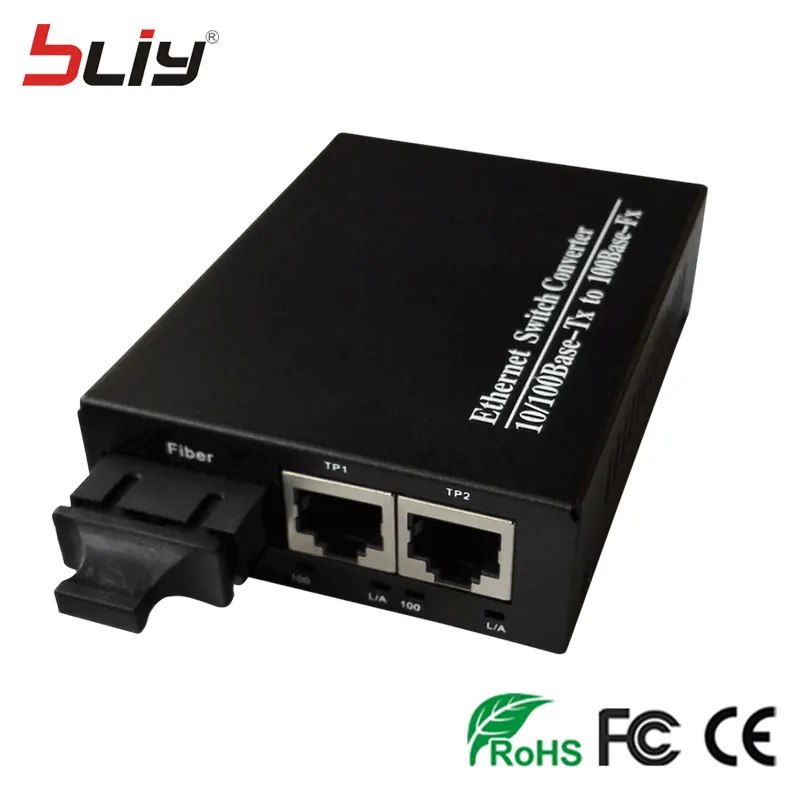 100 м двойной волоконно оптический коммутатор Ethernet с 3 портами и 2 rj45 poe ethernet