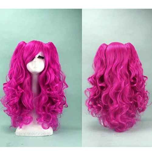 red HAIRJOY женские 70 см длинные синие Смешанные розовые волнистые плетеные 2 хвостика Синтетические партии косплей парик 15 видов цветов доступны - Цвет: red