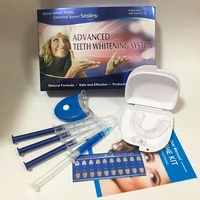 teeth whitening kit with 4 gel 2 strips 1 light 1 box tooth whitener gel oral hygiene dental care bleaching
