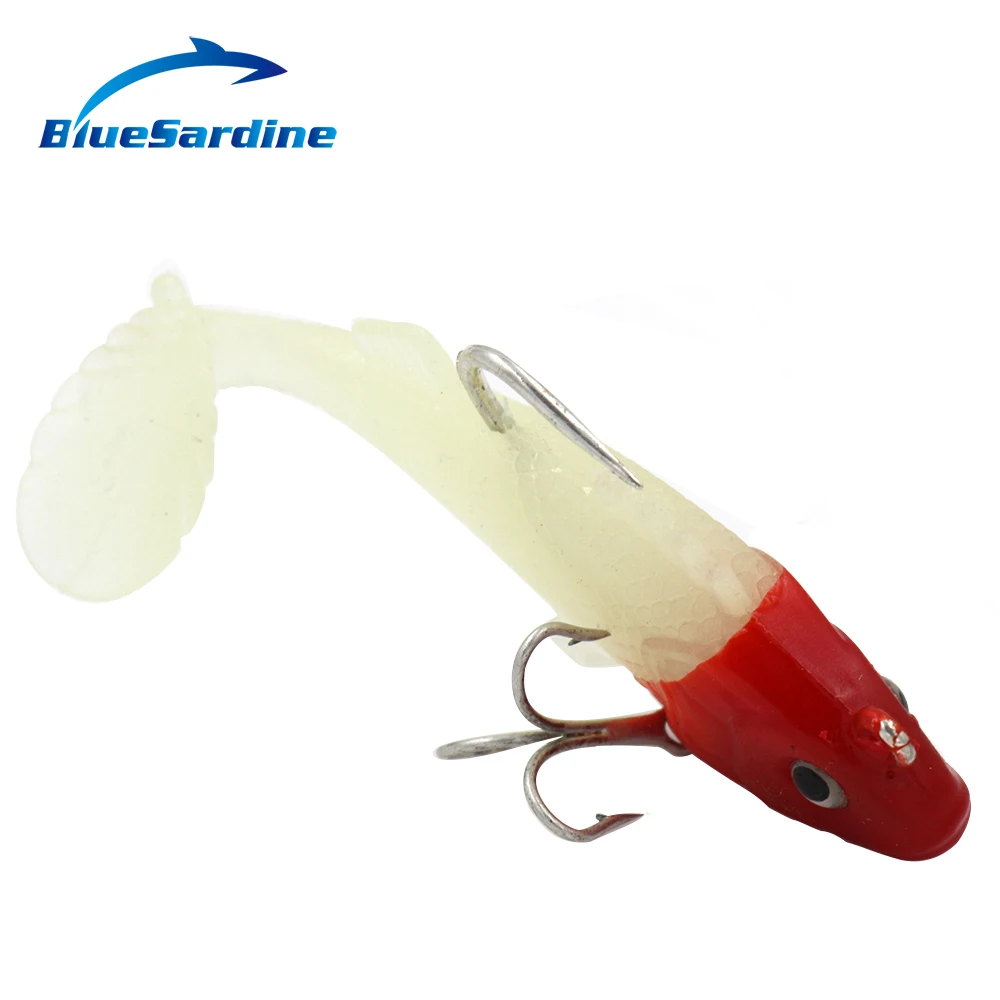 BlueSardine мягкие рыболовные приманки 5 шт. пластиковые рыбные красного белого цвета 6