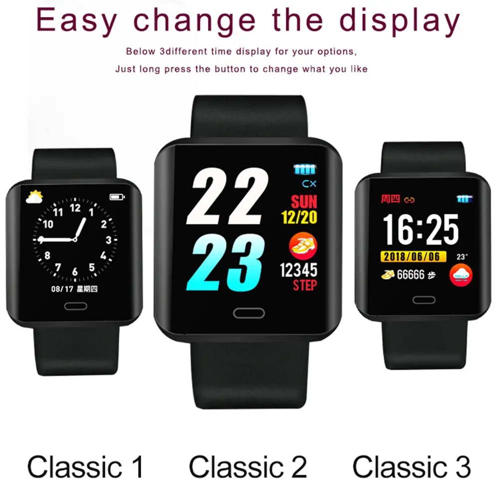 Bluetooth Смарт часы для мужчин спортивные цвет экран водостойкий сердечного ритма