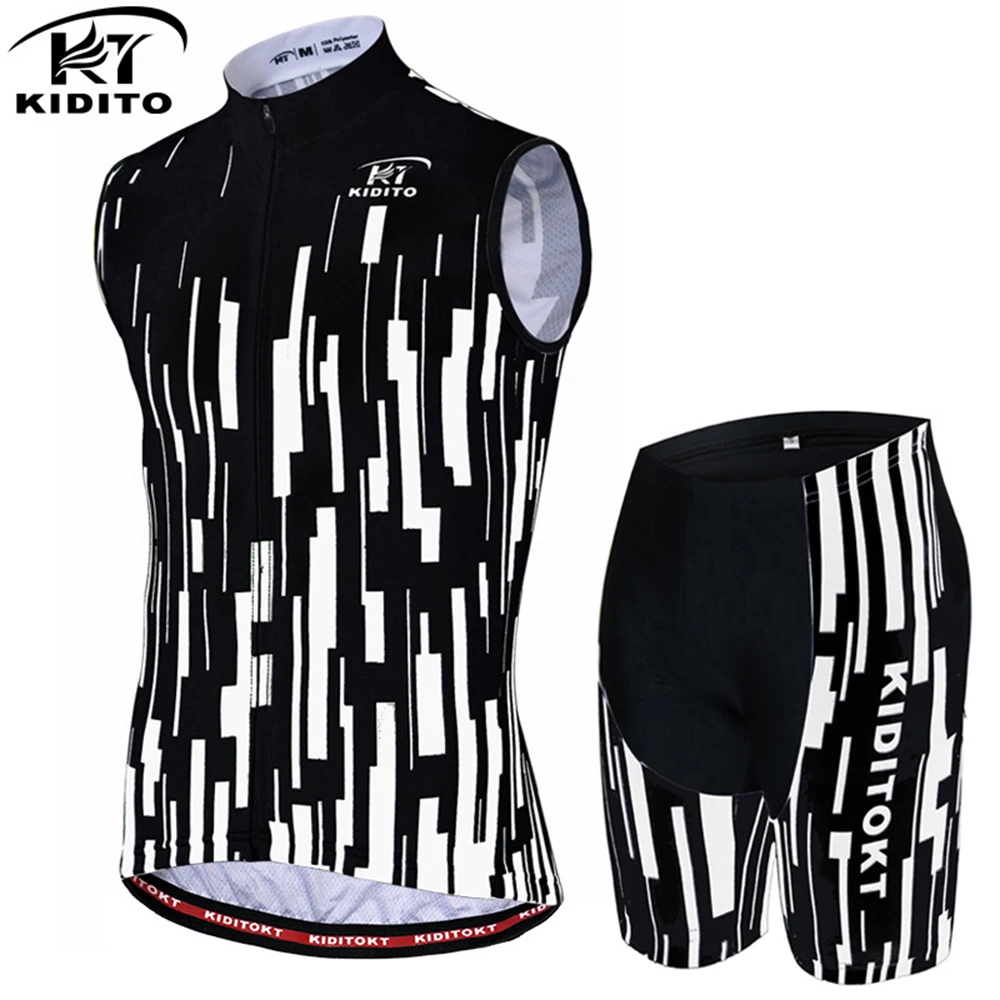 Jersey Pants Set KIDITOKT новая безрукавная велосипедная трикотажная Экипировка Летняя мужская велосипедная одежда жилеты спортивный жилет для велосипеда комплекты штанов - Цвет: Jersey Pants Set