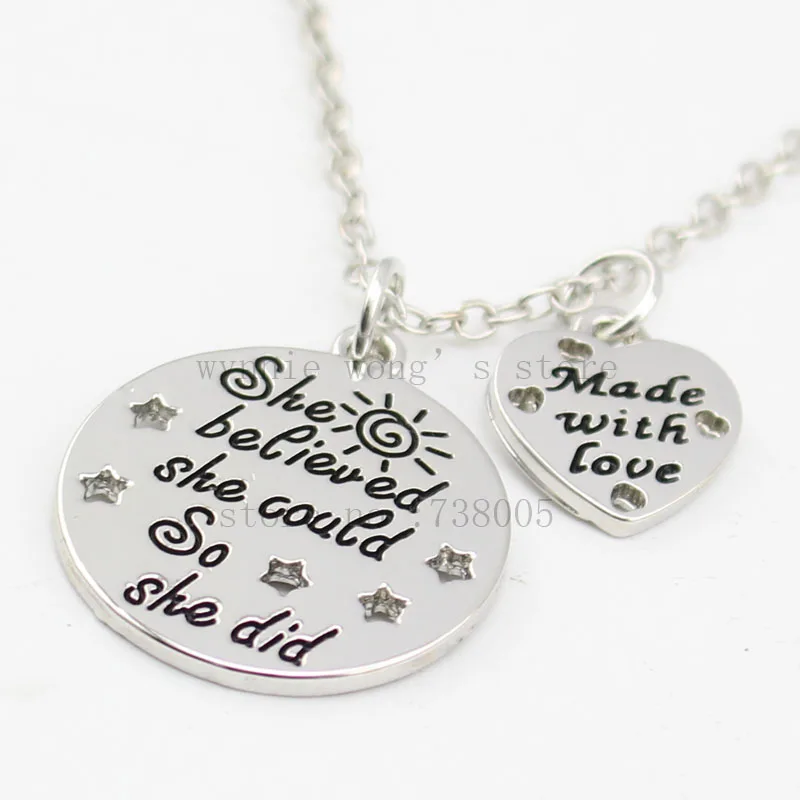 2017 новое поступление вдохновляющие ювелирные изделия серебро &quotона верила что