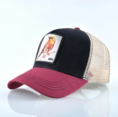 Унисекс Snapback шапки воздухопроницаемые кроссовки для мужчин Защита от солнца шапки для женщин вышивка товары птиц мужская бейсбольная кепка хлопок хип хоп Bone Casquette - Цвет: Red and Black