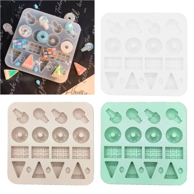 Имитация пищи пончик прессформы смолы литье серьги DIY ювелирных изделий