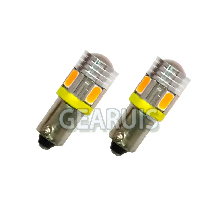 10 шт. T4W BA9S 6 SMD 5630 LED клиновидная лампа белый Янтарный 12 В стояночный купол для