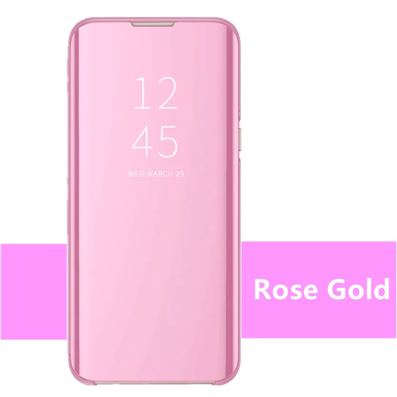 Rose Gold Умный зеркальный флип-кейс с функциональным Прозрачная крышка для samsung Galaxy S10 S9 S8 плюс Чехол Note 9 8 S7 S6 край J8 J6 A9 A8 A6 чехол s - Цвет: Rose Gold