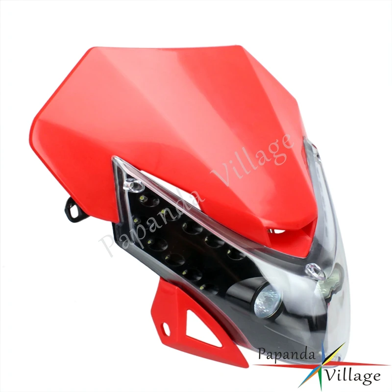 Красная светодиодная фара Papanda для мотоцикла двойной спортивный налобный фонарь