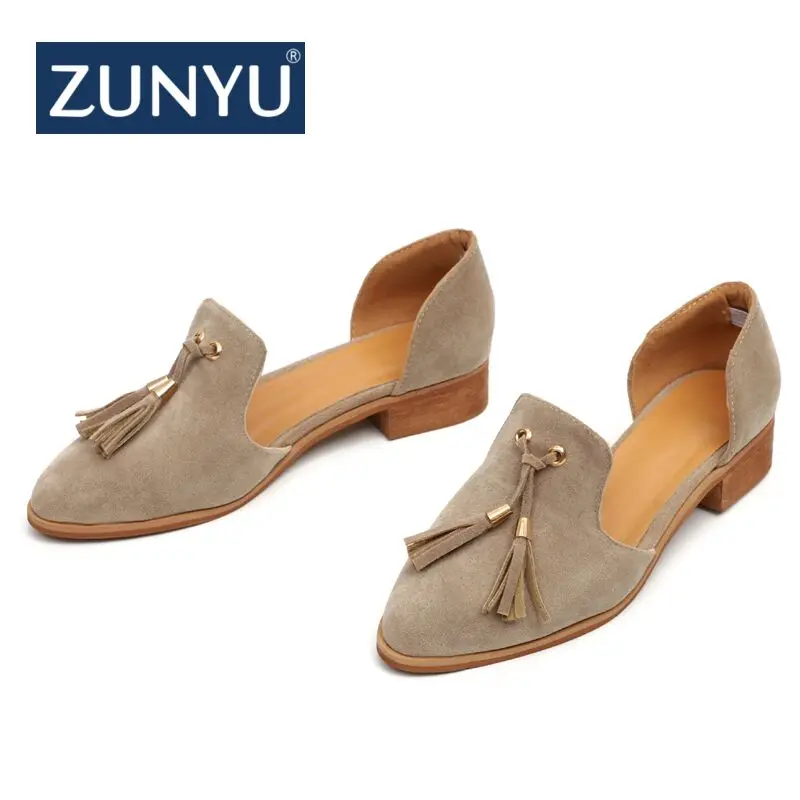 ZUNYU 2018 Новый Дизайн замшевой бахромой Женская комфортная обувь Большие размеры