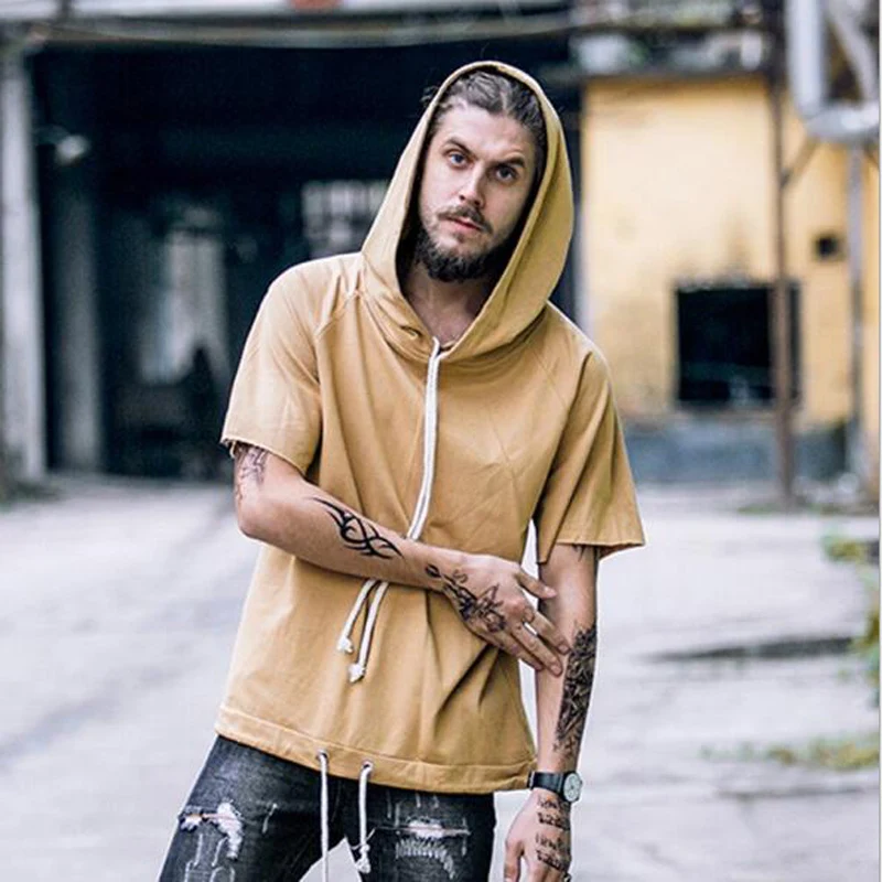 Пуловер с капюшоном мужские arajuku ropa летние brand clothing коротким рукавом полосы для