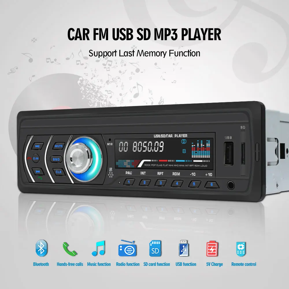 1Din автомобильный стереоплеер радио FM и MP3 MP4 Bluetooth приемник Aux с usb-портом и sd-картой музыкальный Универсальный плеер JQ1581