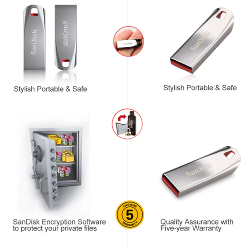 100% Оригинальный флеш накопитель SanDisk USB 32 Гб 64 ГБ 8 16 Флешка CZ71 2 0 карта памяти