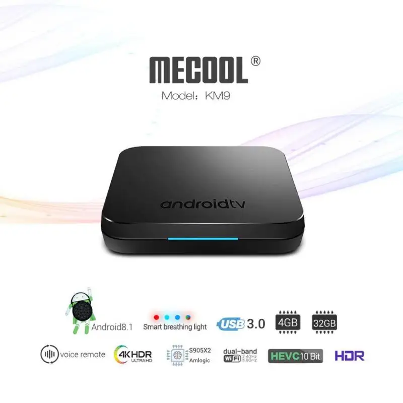 Mecool Android tv Box KM9 Smart 4 K IP box 8 0 медиаплеер 4G ram/32G rom Amlogic S905X2 Dual Wifi OTA | Электроника