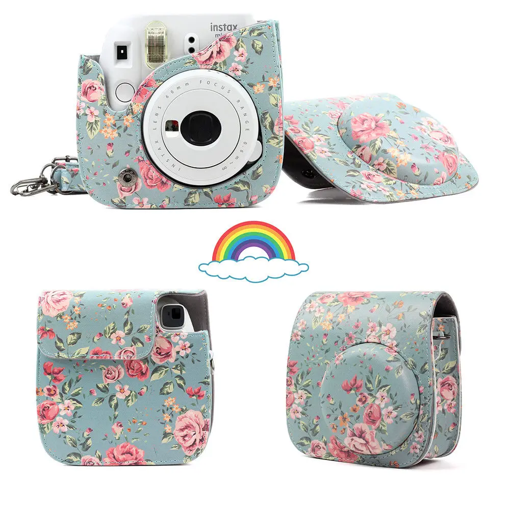 Чехол для Камеры Fujifilm Instax Mini из искусственной кожи с плечевым ремнем для камеры Instax Mini 9 Mini 8 Mini 8 - Цвет: Rose