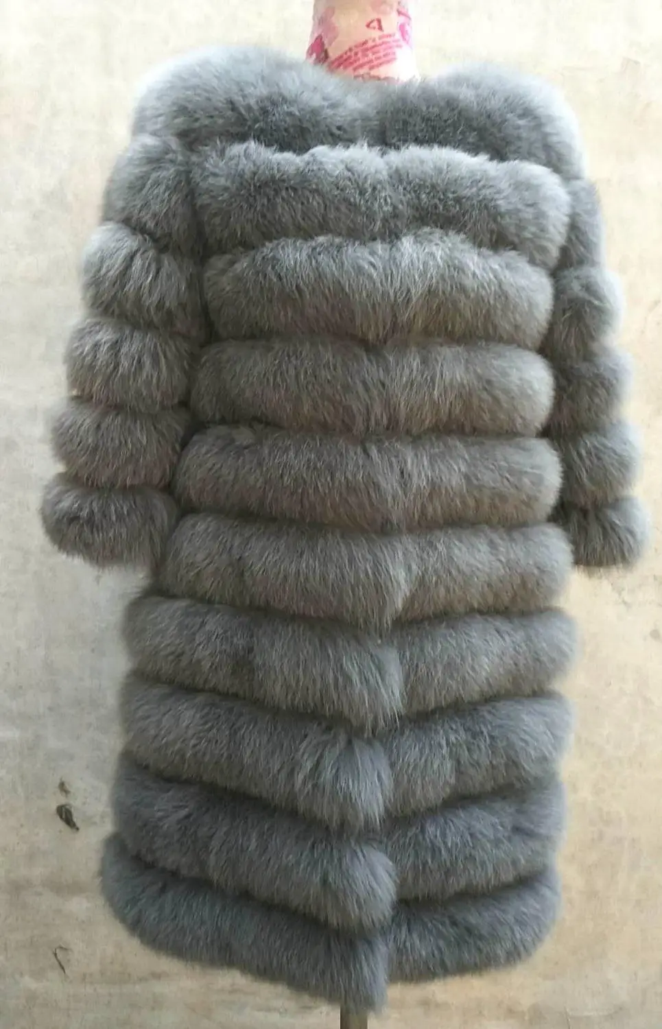 90CM Gray Шуба Женское меховое пальто из натурального Лисьего меха, натуральное зимнее натуральное Женское пальто из лисьего меха с меховым жилетом, пальто для девочек, женские жилеты, пальто с лисьим мехом, DHL - Цвет: 90CM Gray