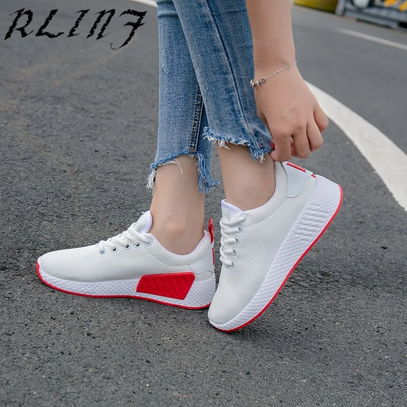 RLINF/Женская дышащая теннисная обувь на шнуровке Повседневная Уличная Легкие