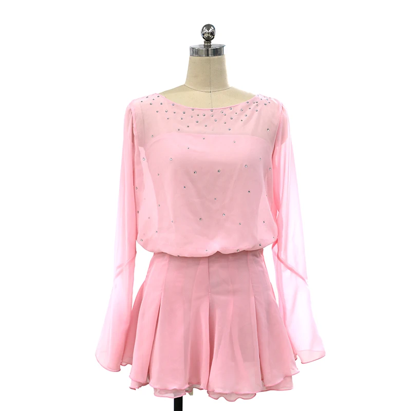light pink Платье для фигурного катания Nasinaya, индивидуальные юбки для конькобежцев для девочек, женщин, детей, Patinaje, гимнастика, представление 112 - Цвет: light pink
