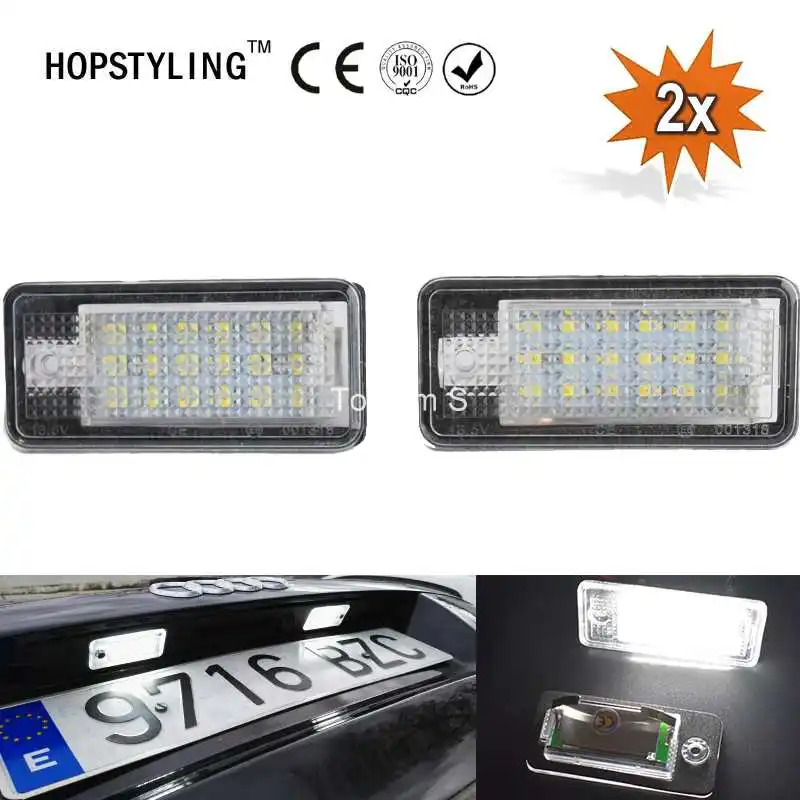 2 шт Автомобильный светодиодный Подсветка регистрационного номера 12V SMD3528 лампа для подсветки Номерного Знака Комплект для Audi A3 S3 A4 S4 B6 B7 A6 C6 S6 A8 S8 RS4 RS6 Q7