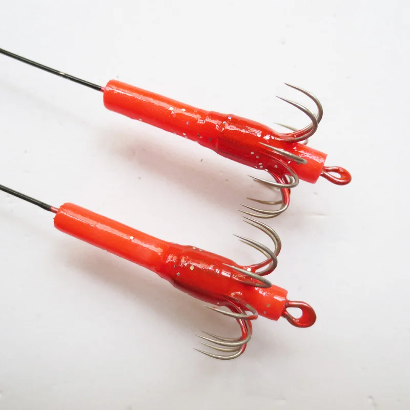 Бесплатная доставка 4 шт. красный пластиковый стальной проволоки squid джиг крюк |