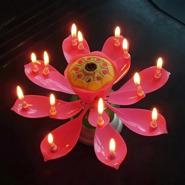 1 шт. Горячая Красивая радость пение музыка день рождения свеча Monolayer Lotus Цветущая