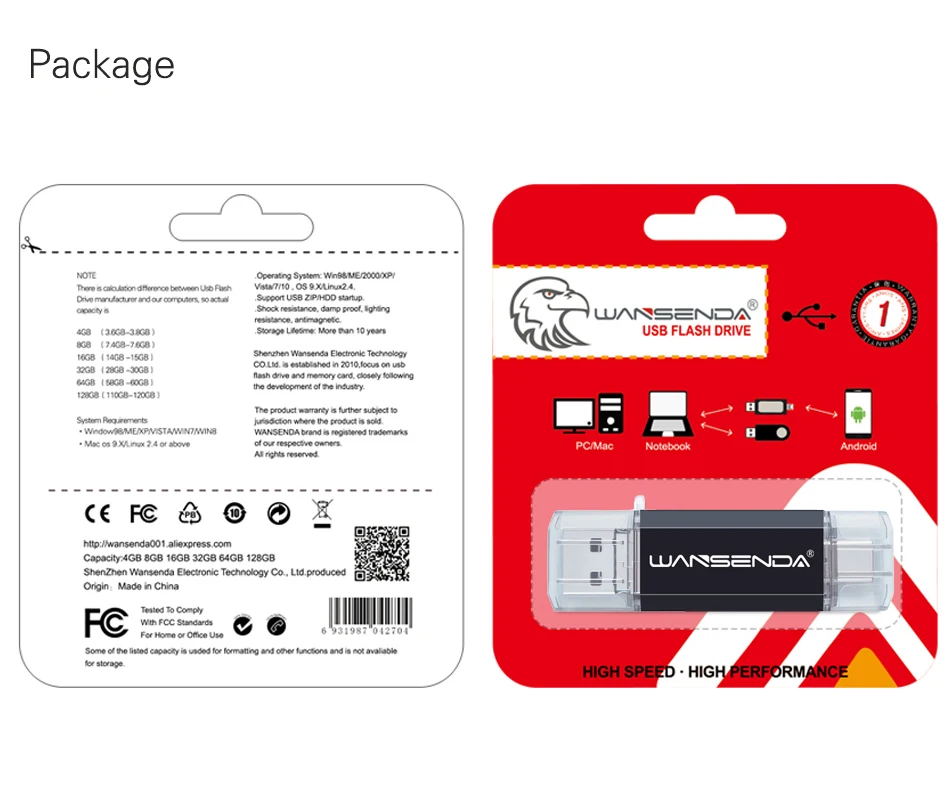 Флеш-накопитель WANSENDA OTG USB флеш-накопитель 32 Гб 64 Гб 128 ГБ 256 ГБ 512 ГБ флеш-накопитель 3 в 1 Micro usb и type-C и USB 3,0 карта памяти