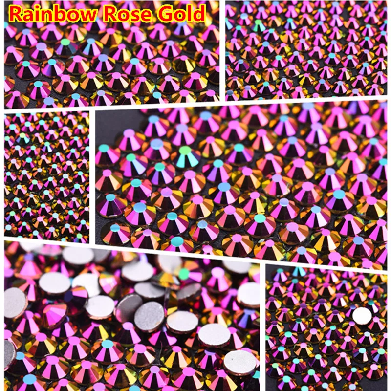 Высококачественная искусственная радуга-розовый-Золотой клей на плоской задней