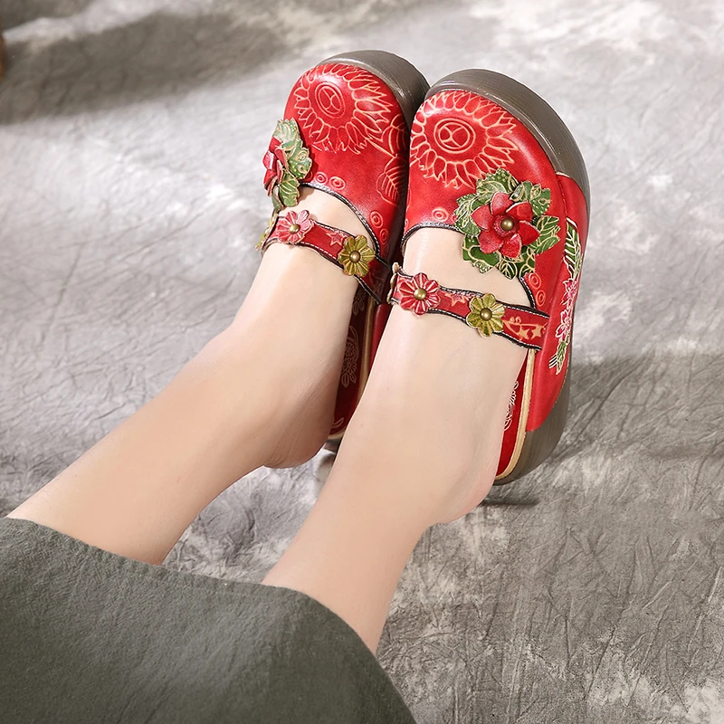 Новинка кожаные сандалии в стиле ретро обувь на толстой подошве Кожаные слипоны