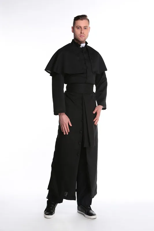 Черные мужские Иисуса Миссионерский костюм Priest Кристиан костюмы женские