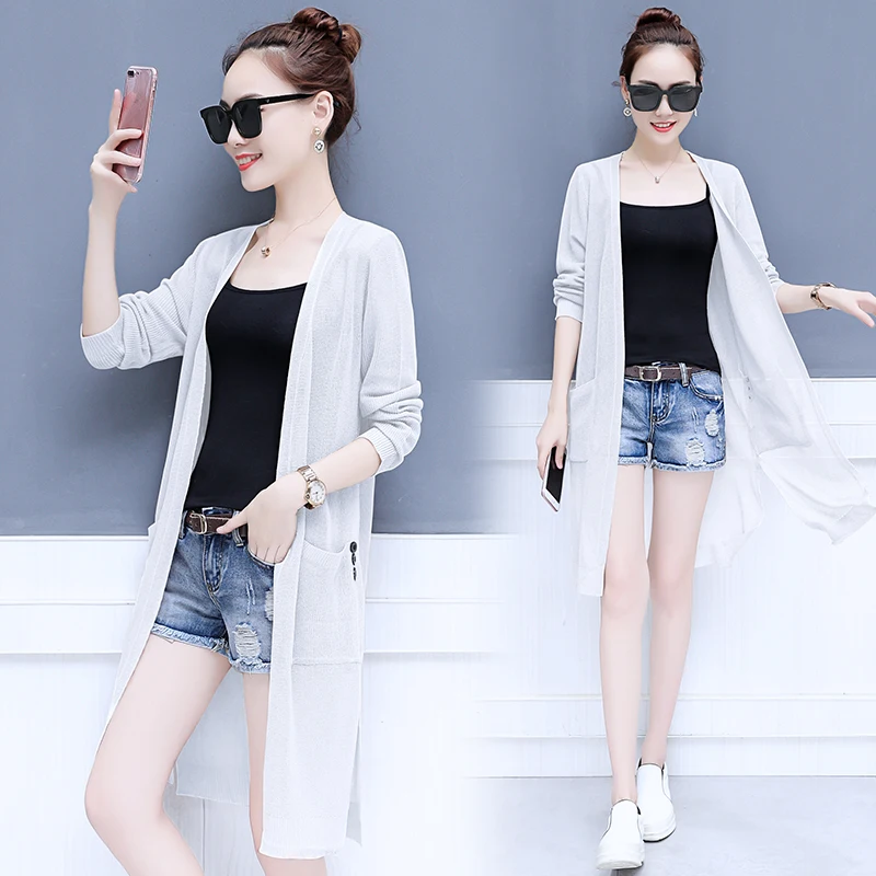 2018 New Summer Women Shirts Loose Long Is Prevented Bask Clothes In Air-conditioning Outside Shawl Blouse Shirt Pink 922 |