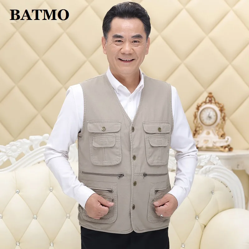BATMO 2019 new arrival high quality 100% cotton fishing vest many pockets outdoor jackets plus-size XL-4XL BGW05 | Мужская одежда