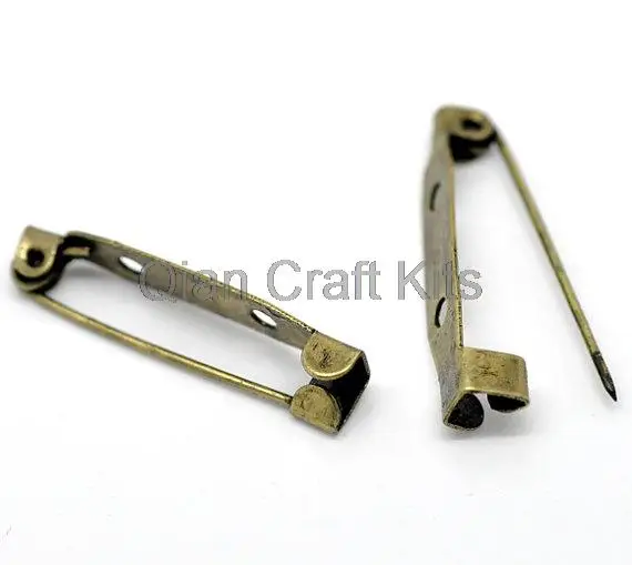 

400pcs Metal Antique Bronze medium big Brooch back Pins clips settings Backs mix size 20mm-35mm lead and nickle free