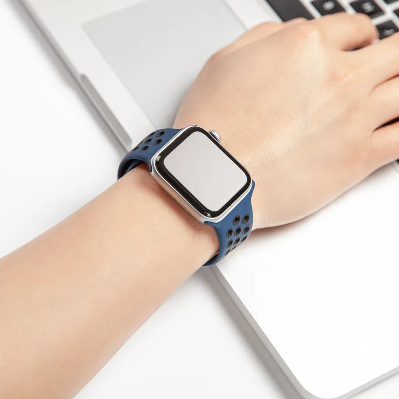 Силиконовые замена спортивный ремешок для наручных часов Apple Watch 38 мм 40 мм 42 44 мм браслет ремешок для наручных часов iWatch серии 5/4/3/2/1 81010