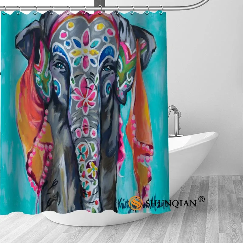 Занавеска для ванной с изображением слона на заказ тканевая Современная